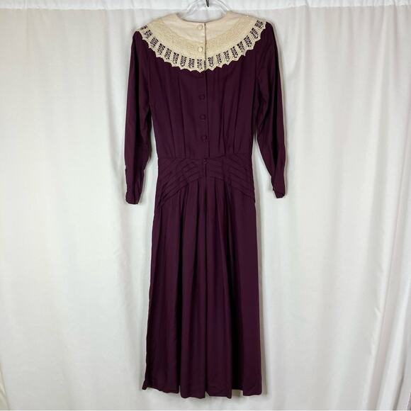 Kathie Lee Vintage Plum Samantha Lace Button Rayon Dress Womens 6 - Picture 4 of 7